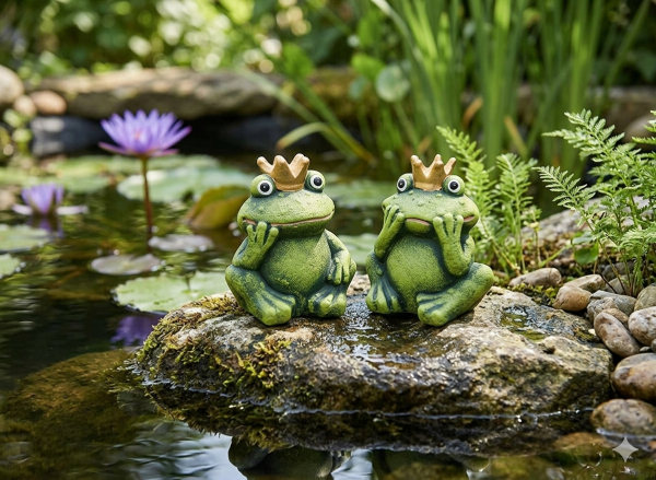 2er Set Toller Breitmaulfroschkönig ca. 17 cm - Dekofigur